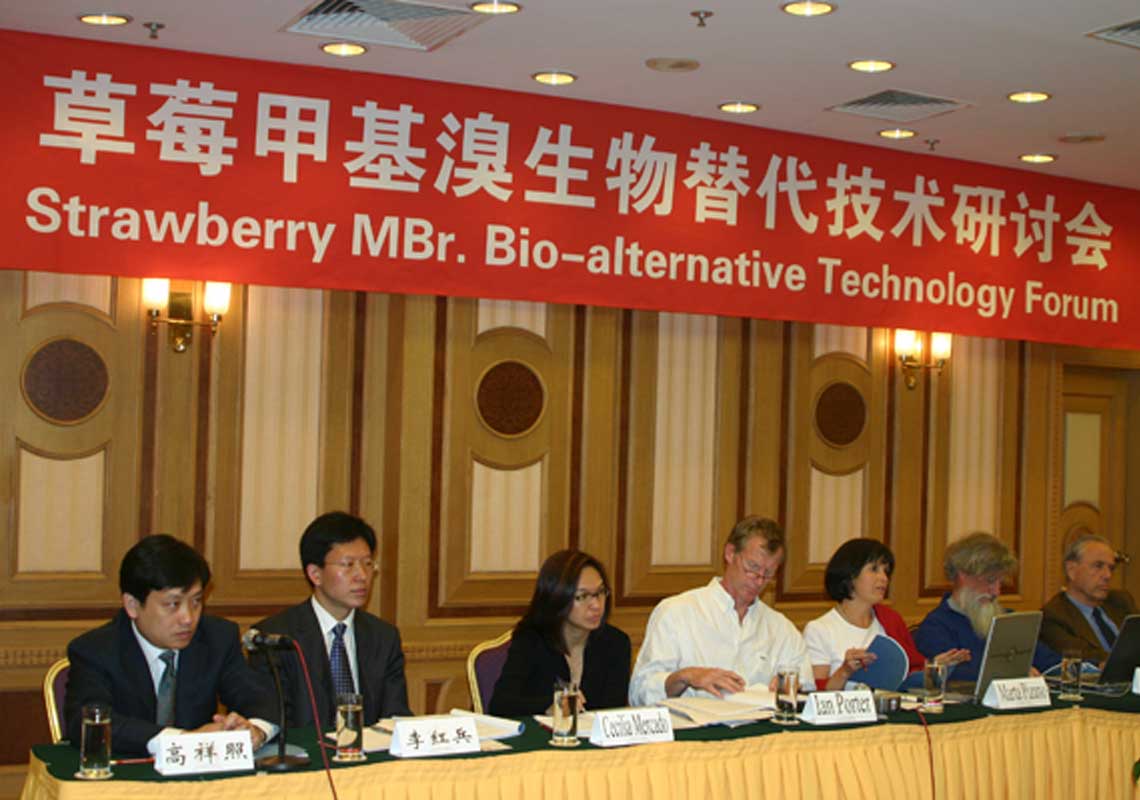 聯(lián)合國(guó)環(huán)境署、聯(lián)合國(guó)工發(fā)組織等機(jī)構(gòu)出席了我公司舉行的草莓甲基溴生物替代技術(shù)研討會(huì)